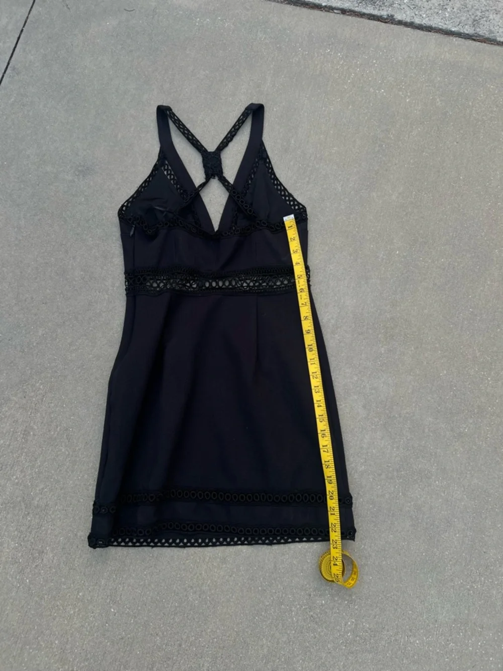 Free People Black Crochet Trim Whimsigoth Mini Dress Racerback EUC 10 LBD